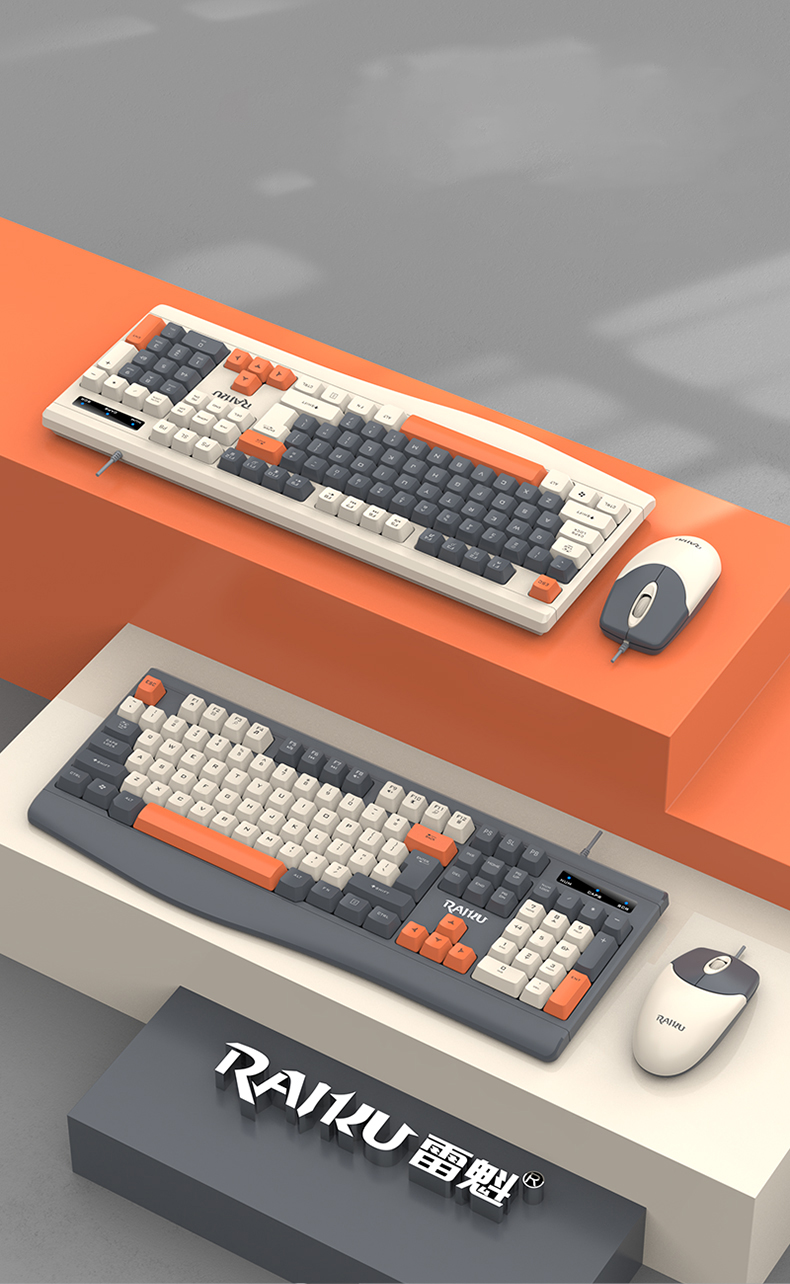 RAIKU R903 Keyboard and Mouse Set Full Size Office Keyboard with 3 ...