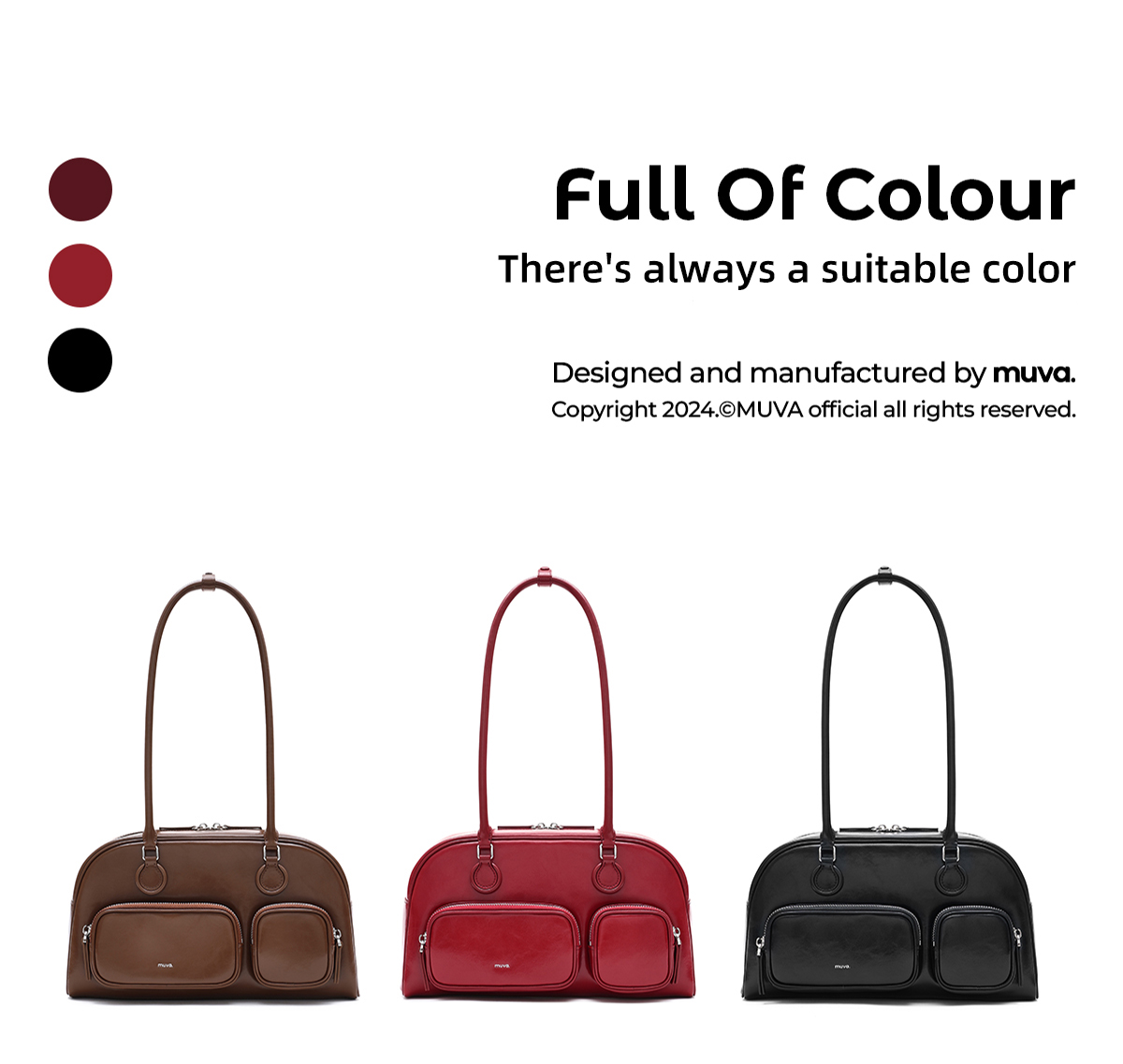 MUVA genuine leather multi-pocket large capacity underarm bag commuter ...