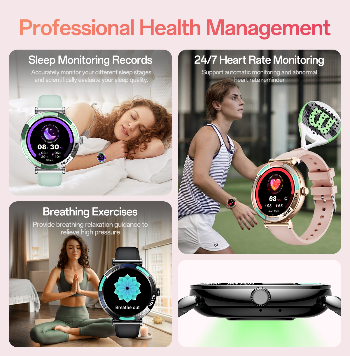 Aolon LILY R3 Smart Watch For Women 41mm 1 ATM Female Health Message ...
