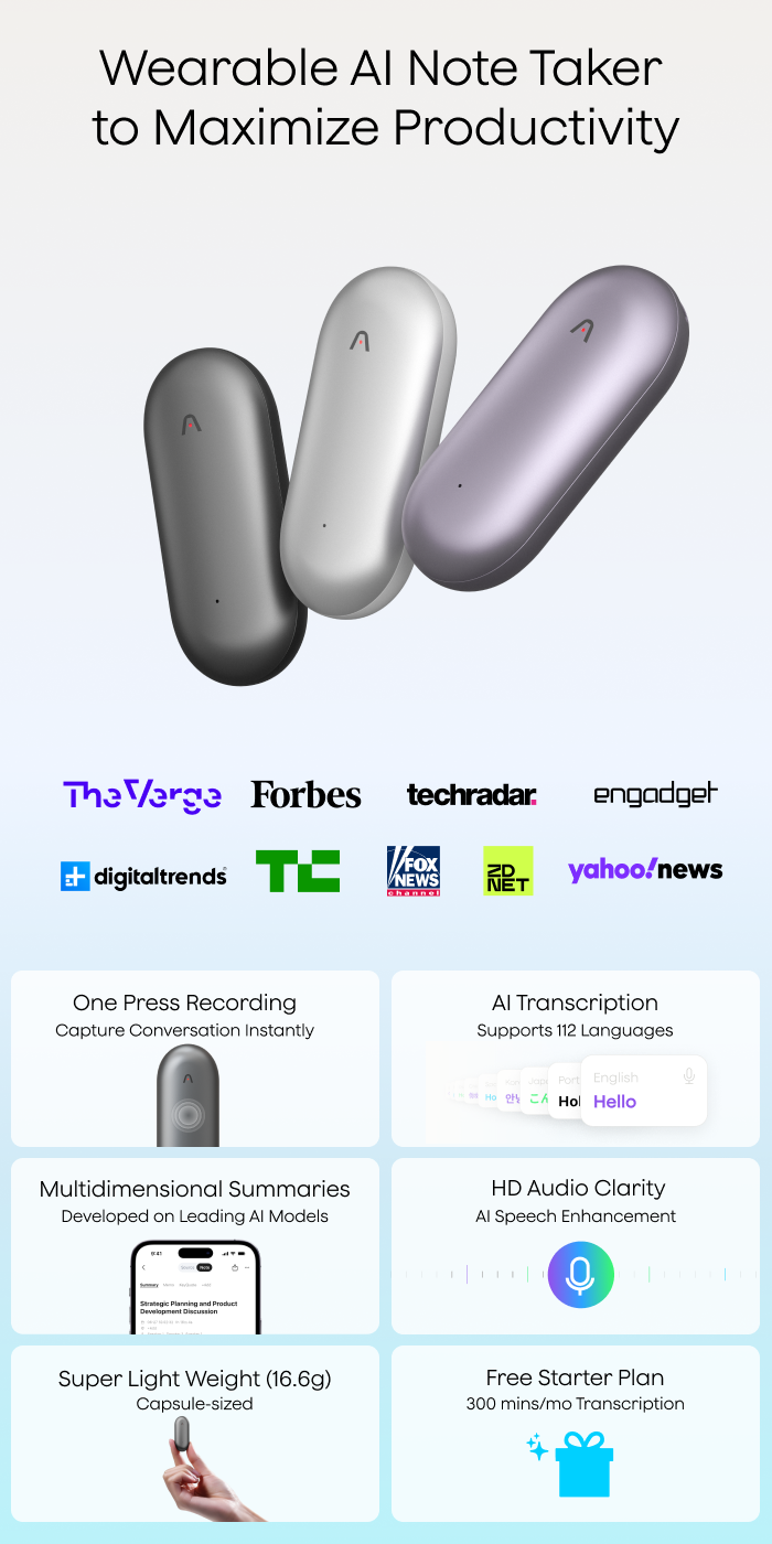 [Official] Plaud NotePin Wearable AI Voice Recorder, AI Note Taker ...