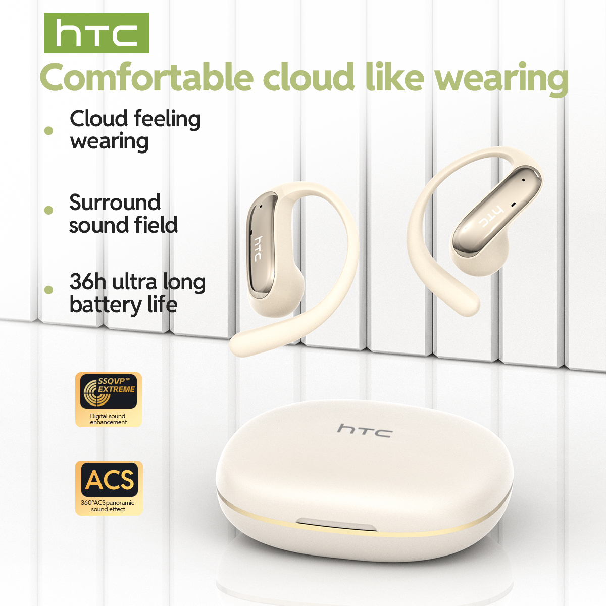 [2026 New] HTC NE52 AI Translation Earphones 360°ACS Wireless Earphones ...