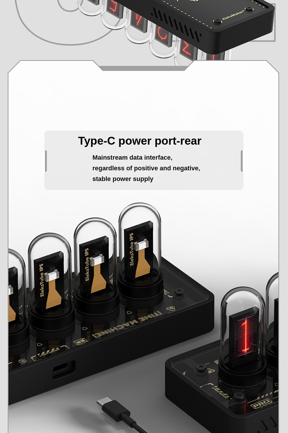 EleksMaker - EleksTube IPS Nixie Glow Tube Clock RGB Digital Desktop ...