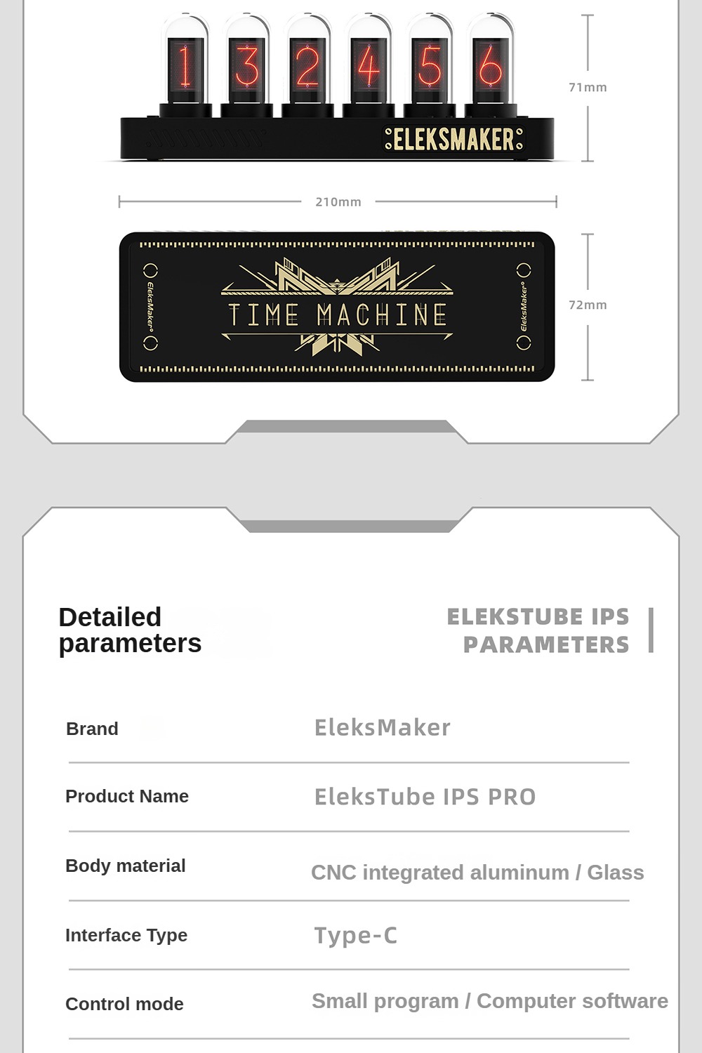 EleksMaker - EleksTube IPS Nixie Glow Tube Clock RGB Digital Desktop ...