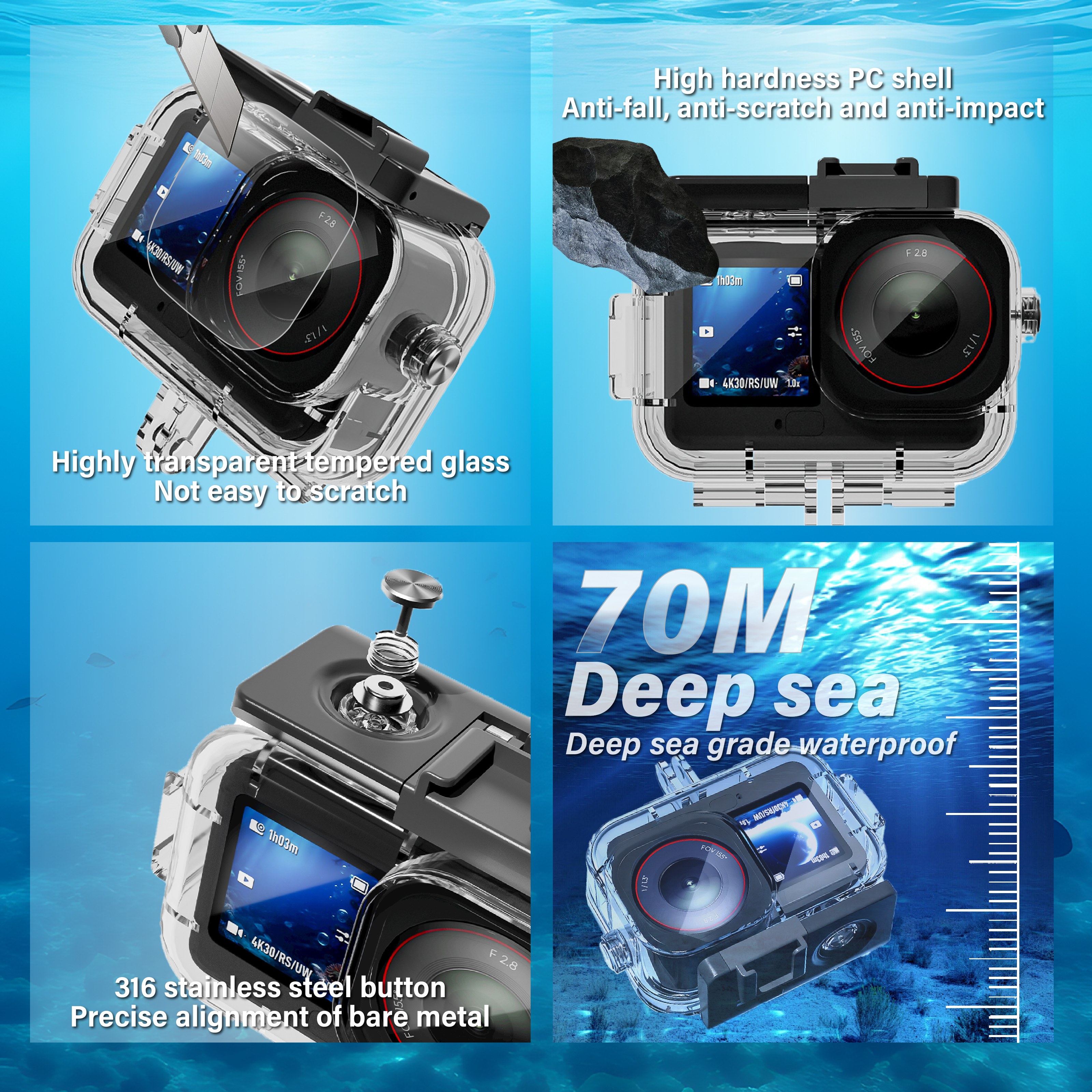 For DJI Osmo Action 6 Horizontal/Vertical Shooting Waterproof Case - 70 ...