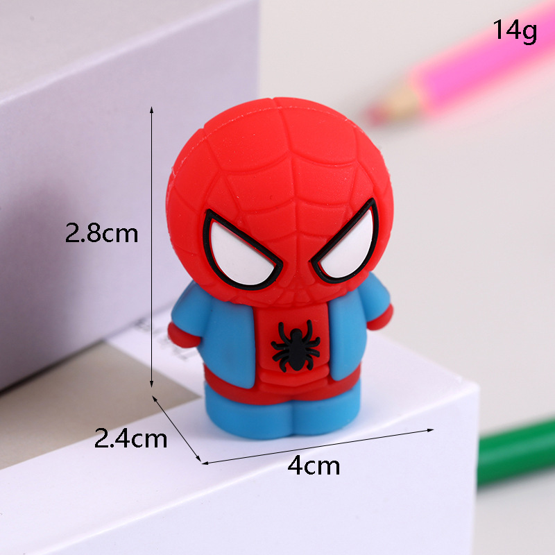 1pcs Creative Marvel Series Soft Rubber Mini Pencil Sharpener Spider ...