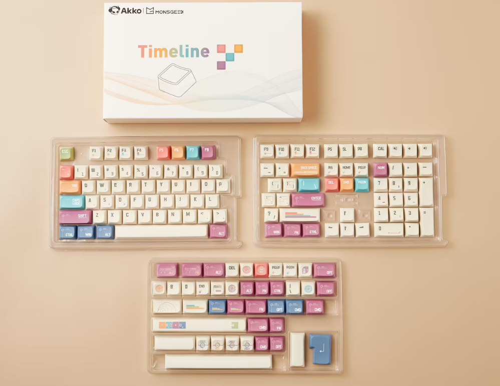 Akko x MonsGeek Timeline Keycap Set (151-Key), ACA Profile, PBT Dye-Sub ...