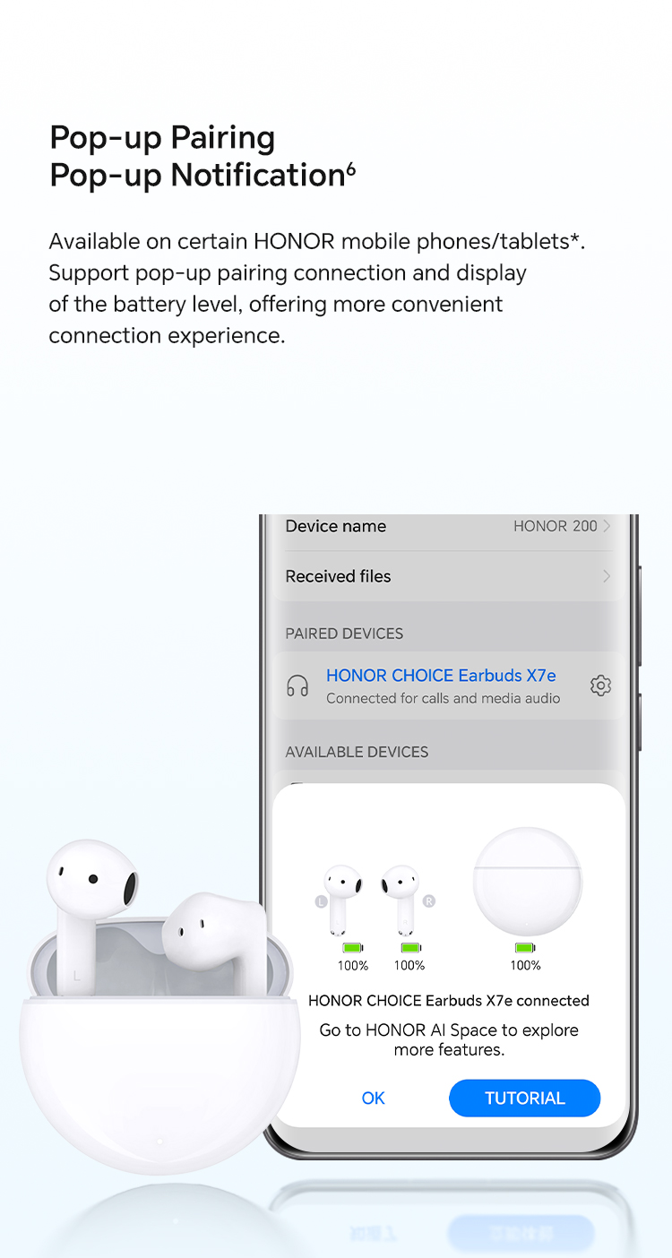 HONOR Choice Earbuds X7e : Écouteurs Bluetooth Semi-Ouverts Avec Réduction Active De Bruit, 40 Heures D'Autonomie, Double Aimant, IP54, Bluetooth 5.3 – Blanc Clair De Lune