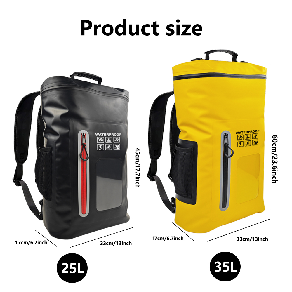 Waterproof Backpack 35L, 25L Heavy Duty Dry Bags with Transparent ...
