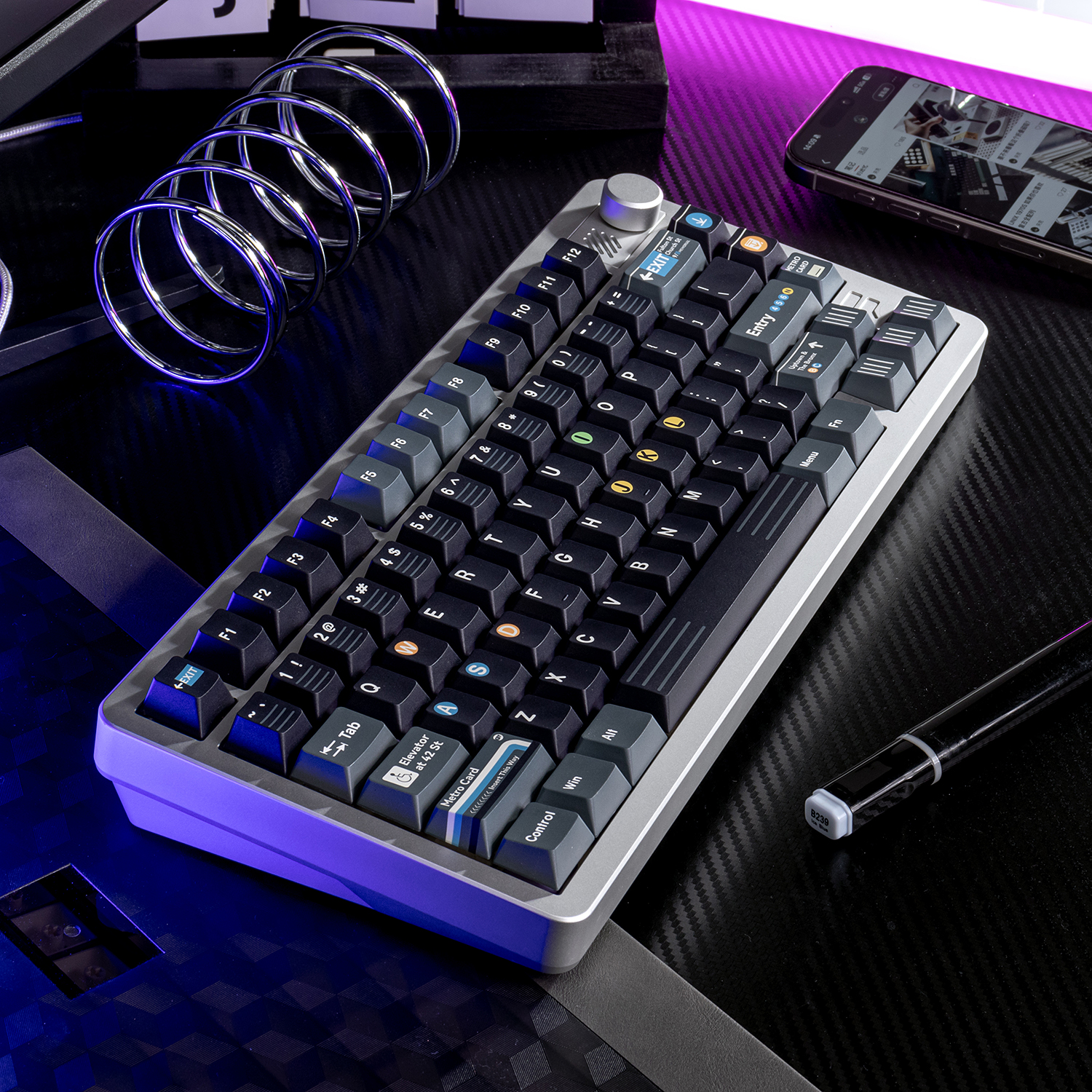 NYC Subway Keycaps PBT cherry Profile Black keycap set for Mechanical ...