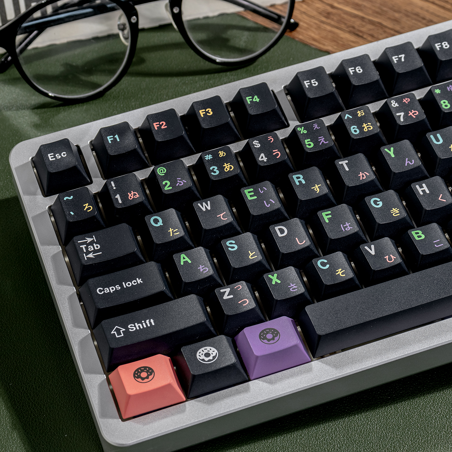 Black Donut Keycaps Japanese root colorful Font Cherry profile PBT ...