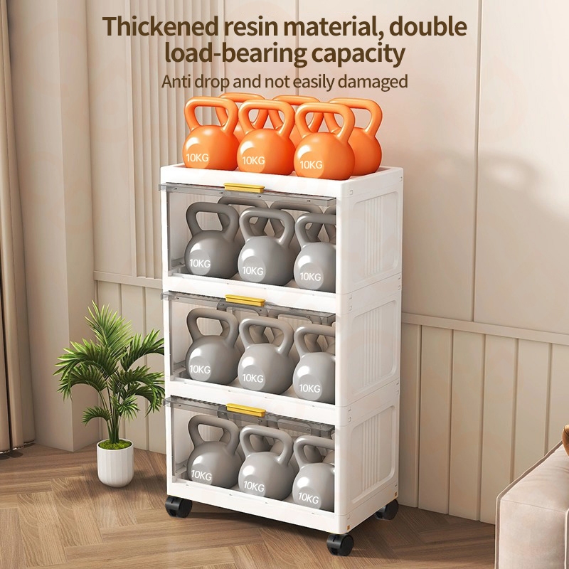 【On Hand】Foldable Storage Cabinet for Kitchen Grocery Organizer With ...