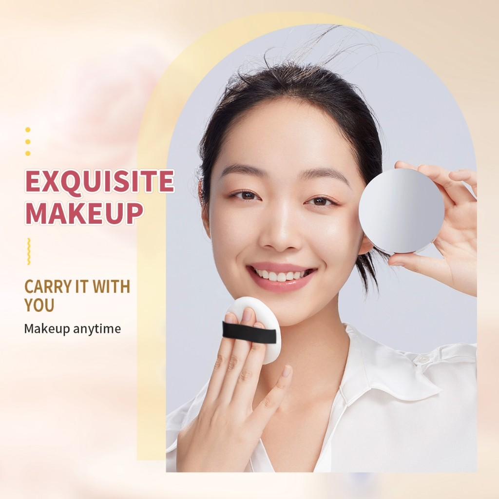 Portable Loose Powder Compact Container With Velvet Powder puff and ...