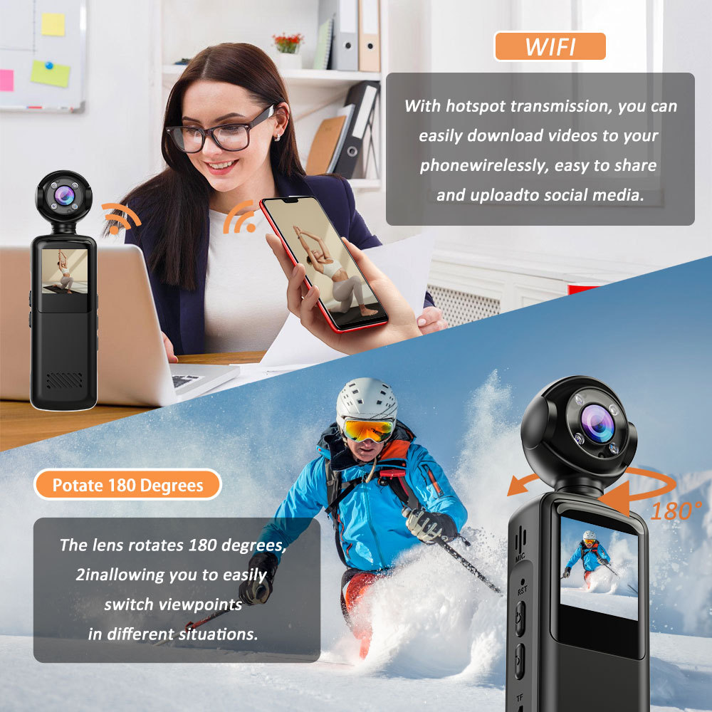 Action Camera 1080P Full HD 360 Degree Rotating Lens WiFi Wireless ...