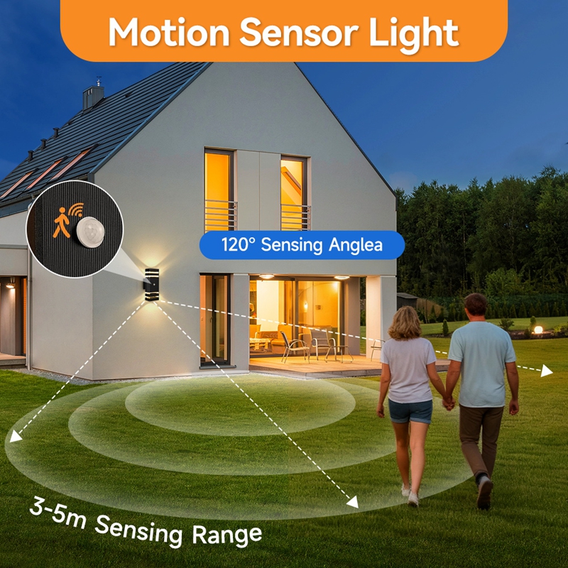 GU10 Motion Sensor Wall Light 2 Replaceable Bulbs IP65 Outdoor ...