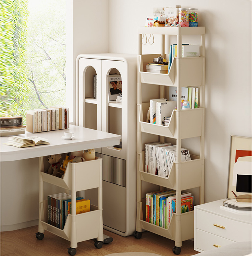 Multi-layer Trolley Bookshelf Kitchen Storage Rack Trolley Cart ...
