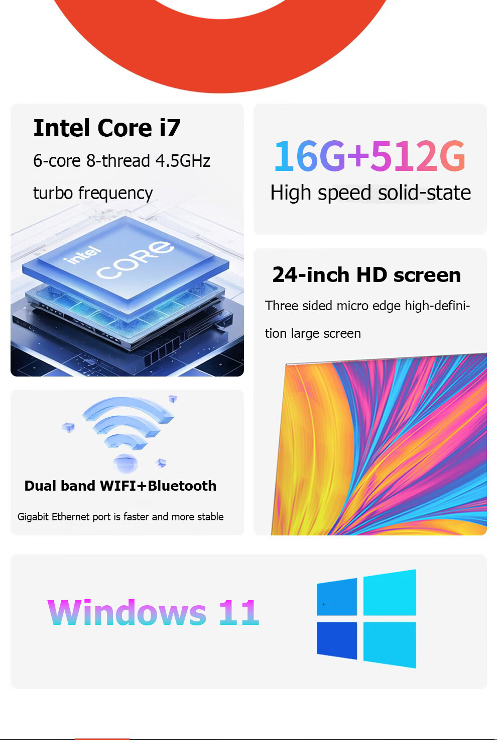 2026 new 24 inch Intel Core i7 all-in-one desktop computer 16GB RAM ...