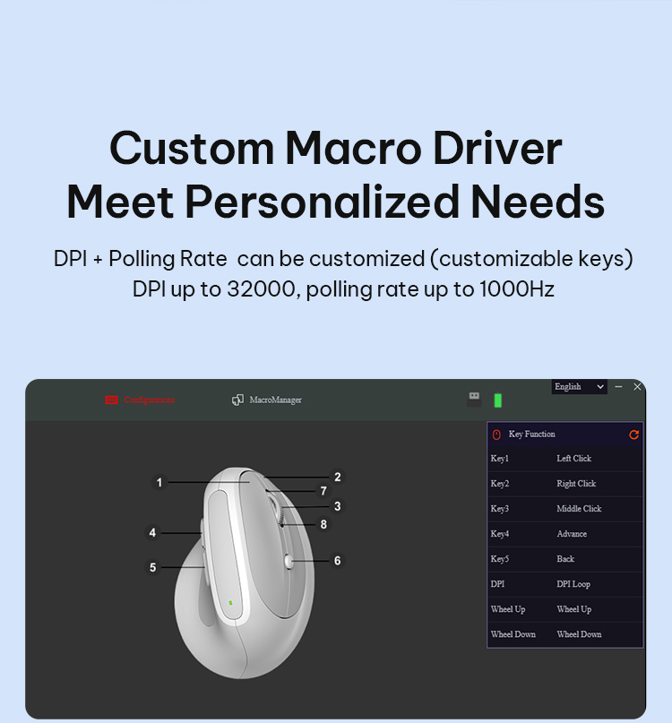 BOW MD390L Ergonomic Mouse 2.4G/Bluetooth/Wired Three-mode Mice ...