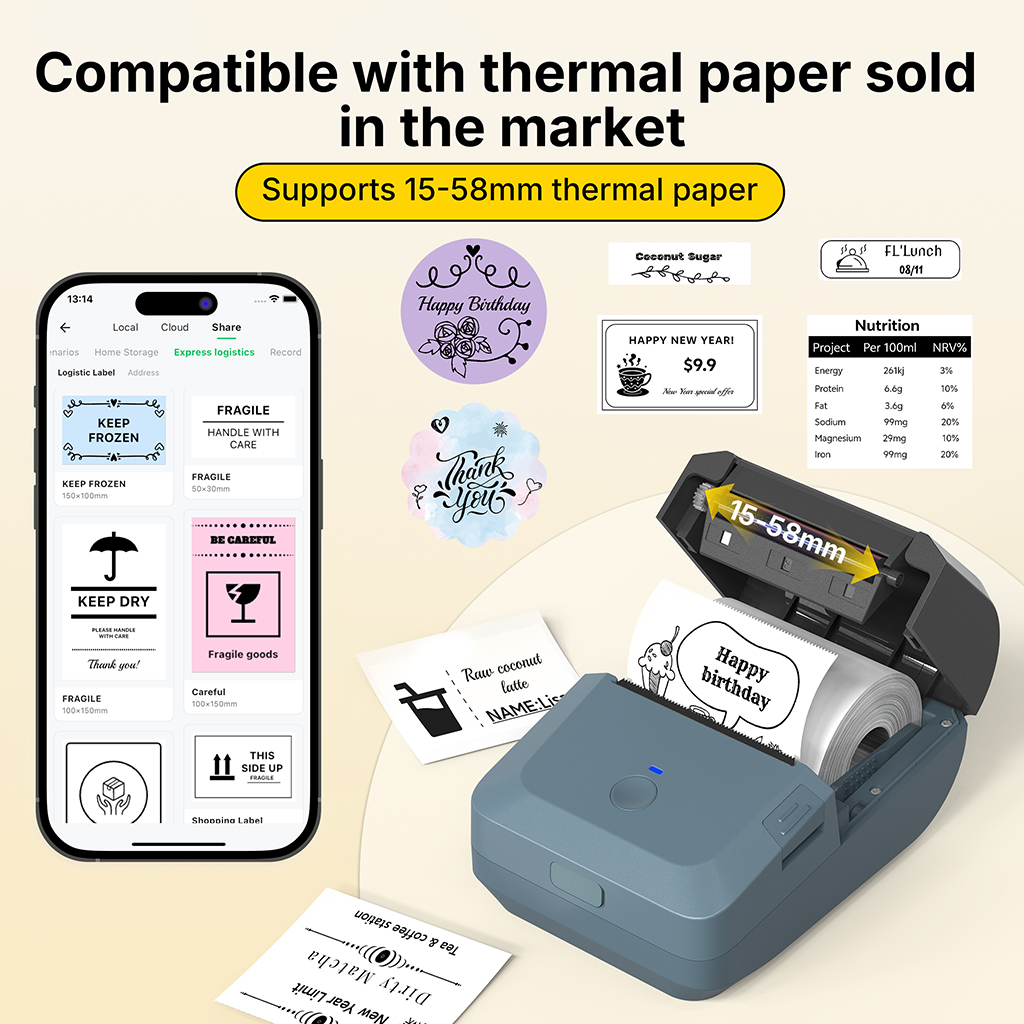 Flashlabel portable Bluetooth Thermal Label Printer-Y50P Mini Thermal ...