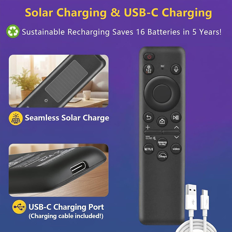 New FOR SAMSUNG Solar Remote Control Samsung LED Smart Android TV Voice ...