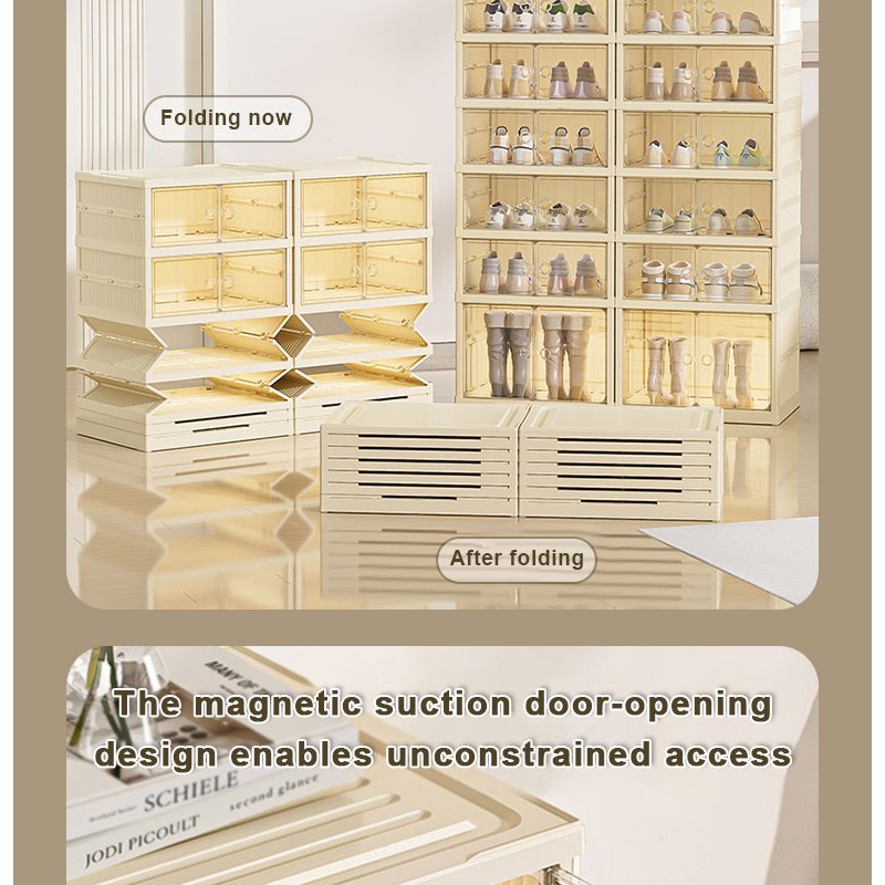 Foldable Shoes Storage Box Installation-free Dustproof Shoe Box ...