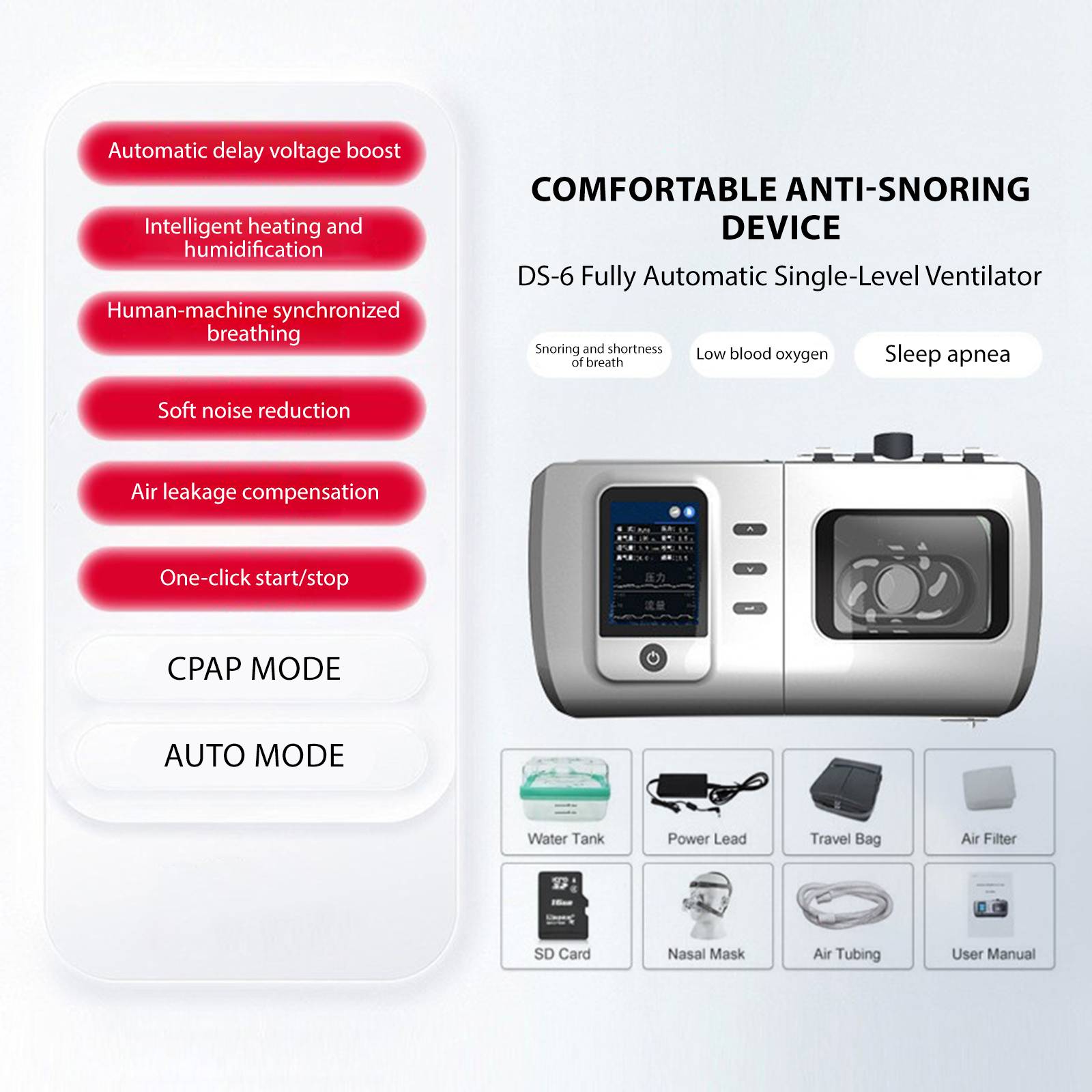 [Local delivery] Fully Automatic DS6-CPAP Single-Stage Ventilator, Home ...