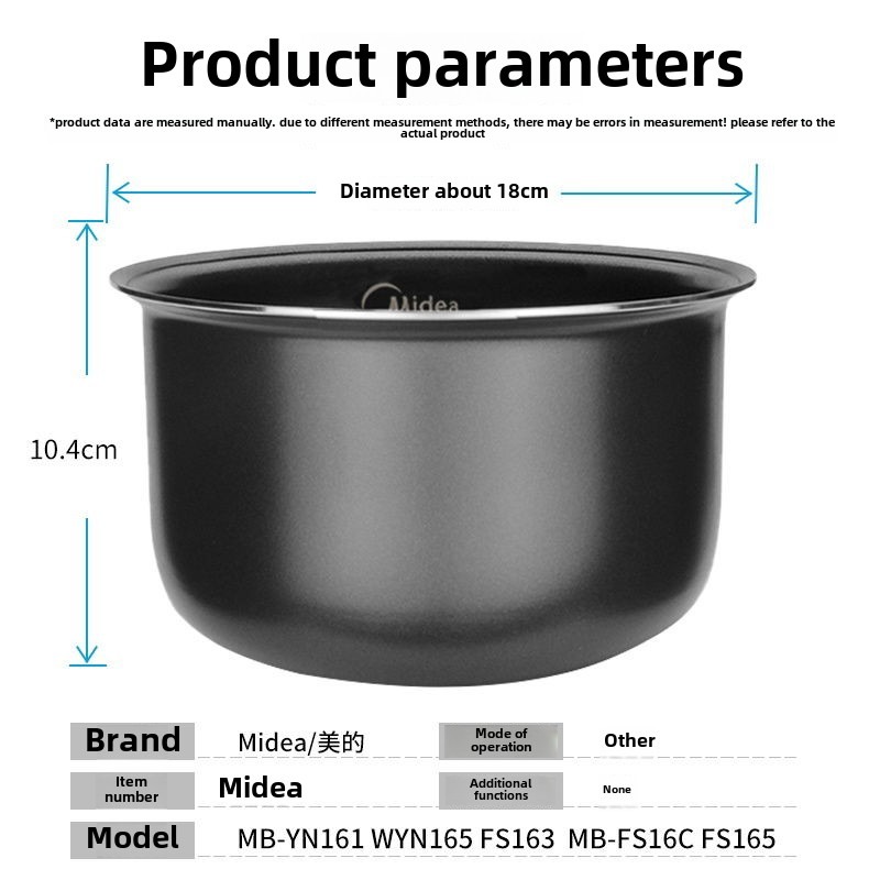 Rice cooker inner pot 1.6L fit midea MB-YN161B/WYN161/FD162/FS16C ...