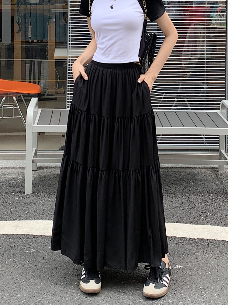 Zmkovms Korean Elegant Style Minimalist Casual High-Waist A-Line ...