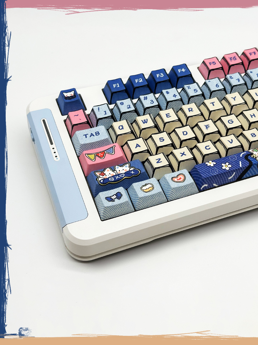 Comic Cat Keycaps 135Keys/Set Five-sided Sublimation PBT Cherry Profile ...