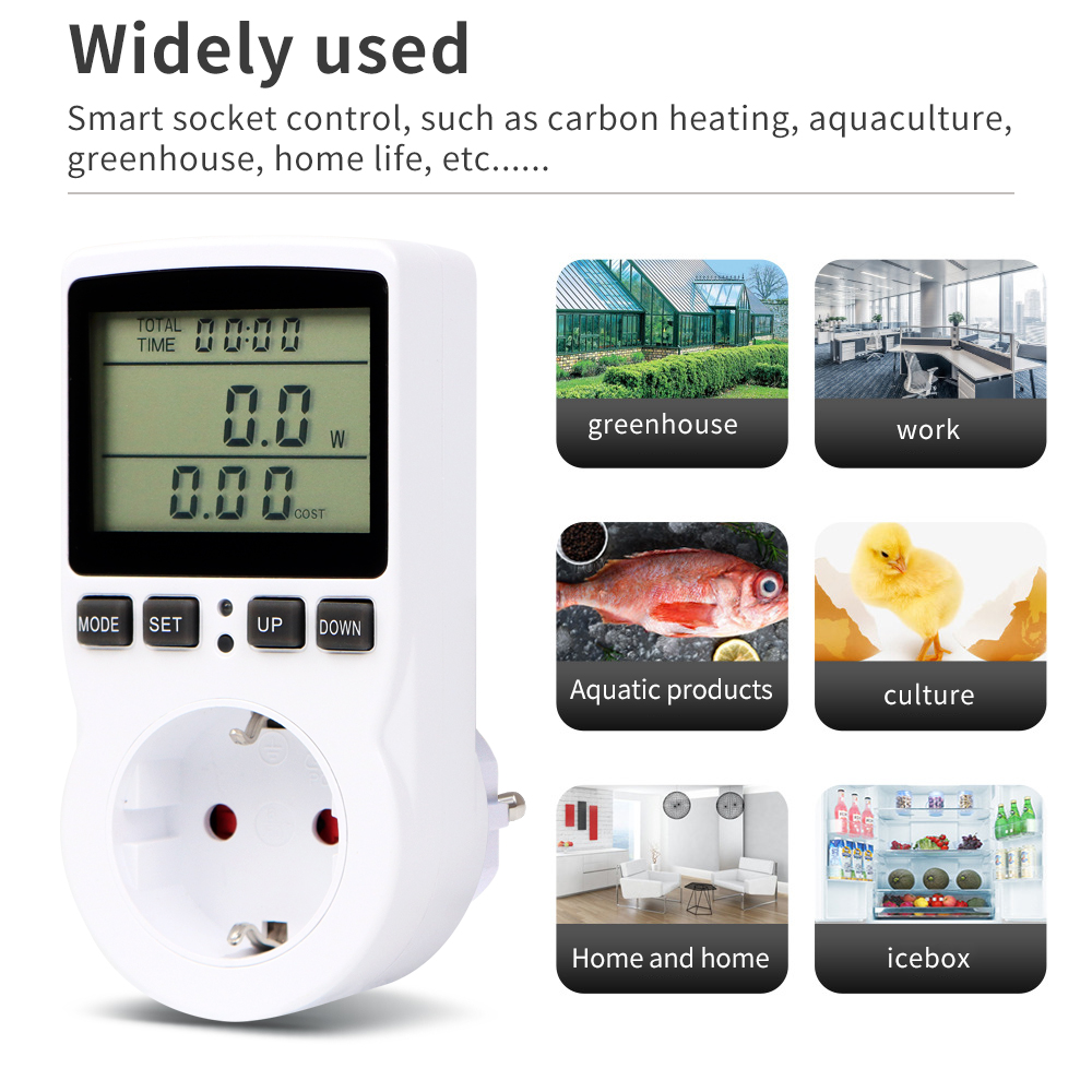 AC 220V Plug-In Wattmeter, Digital Voltmeter Ammeter, Power Consumption ...