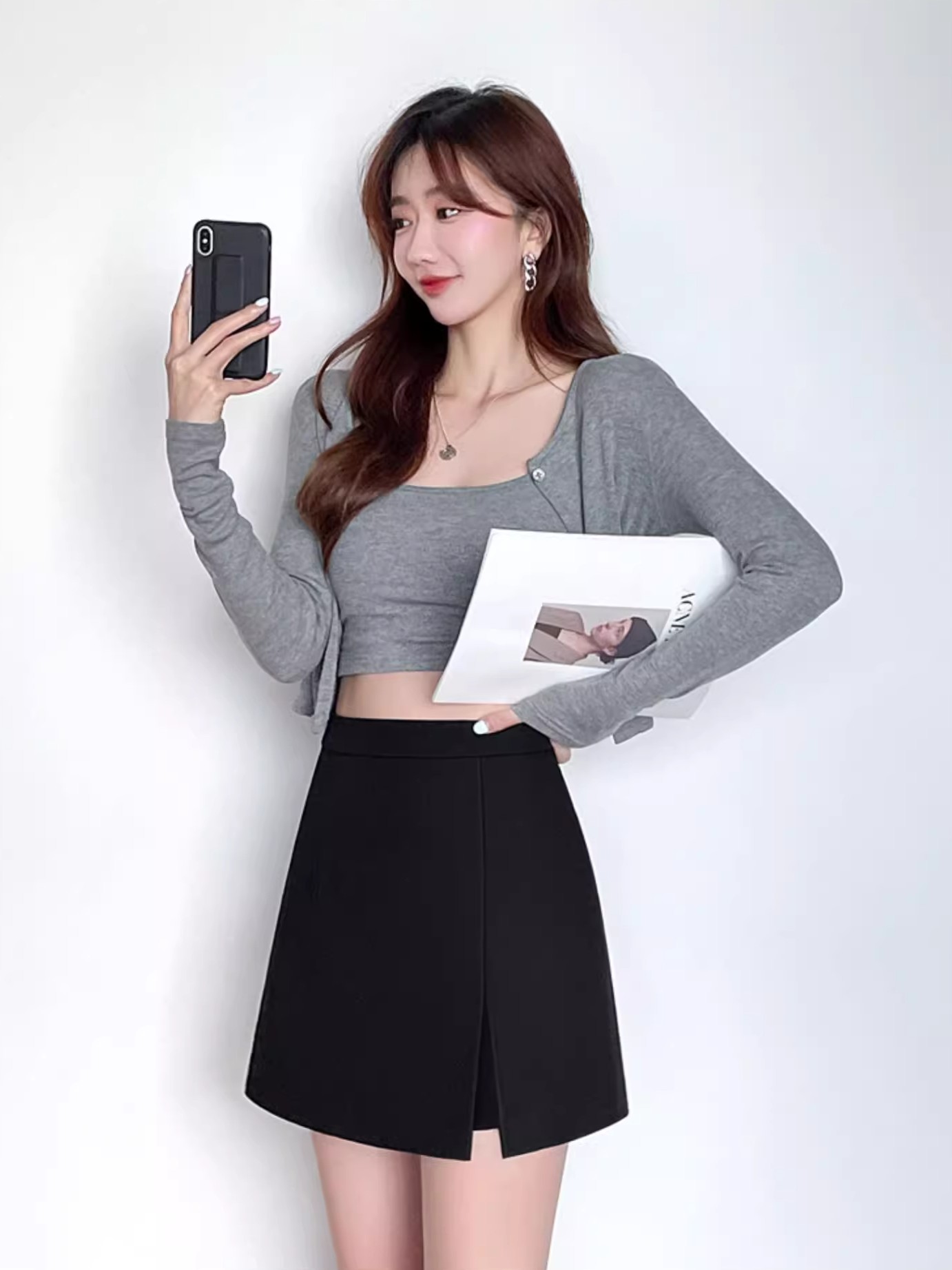 Slim Fit Slit Mini Skirt New Trend Anti Exposure Slit Design Pants ...