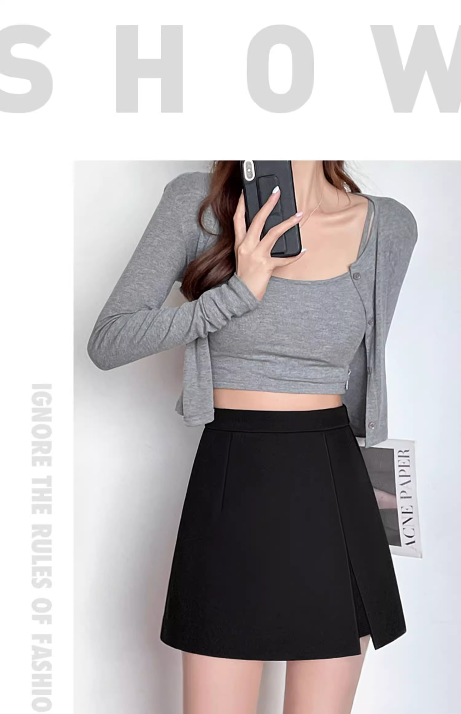 Slim Fit Slit Mini Skirt New Trend Anti Exposure Slit Design Pants ...