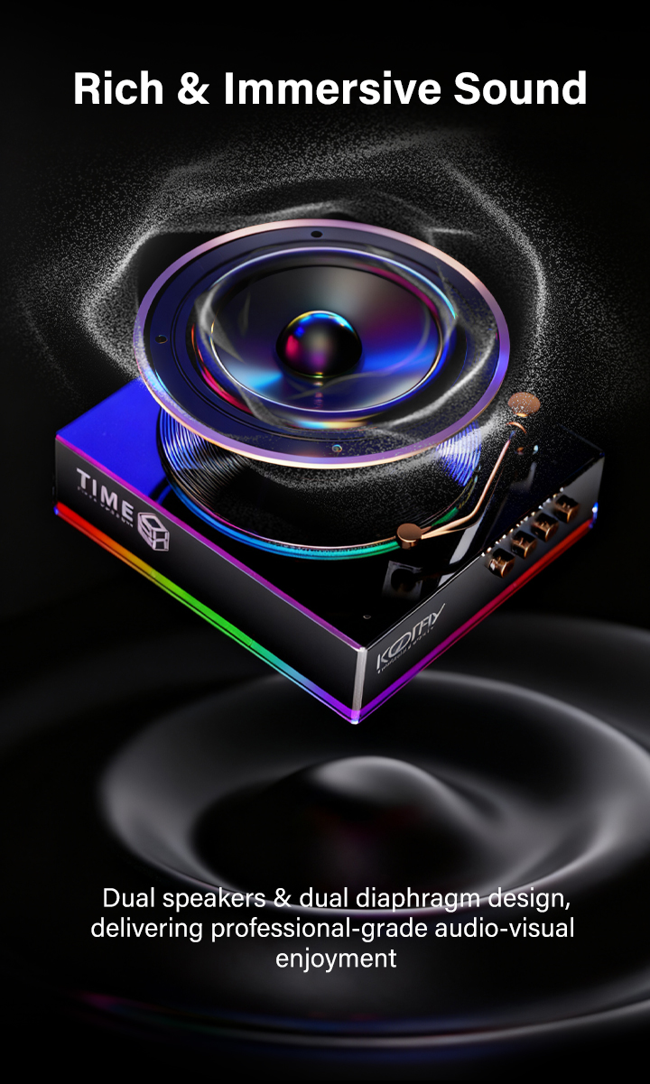 KORFLY KF-TIME BOX RGB Retro Bluetooth Speaker Dynamic RGB Ambient ...