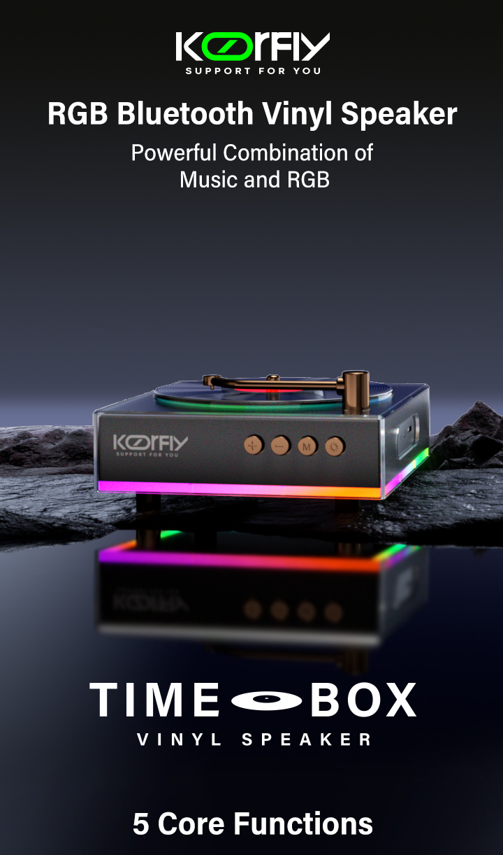 KORFLY KF-TIME BOX RGB Retro Bluetooth Speaker Dynamic RGB Ambient ...