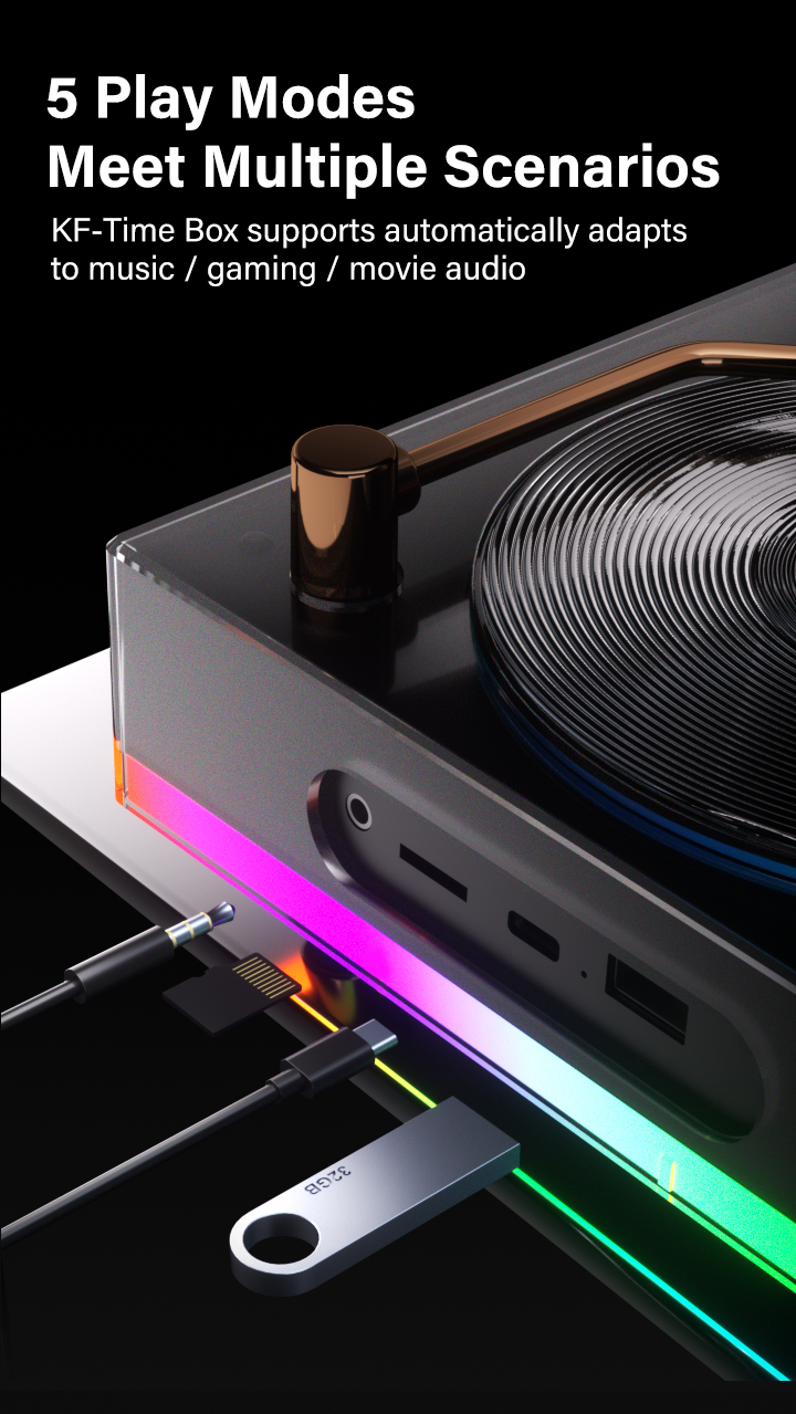KORFLY KF-TIME BOX RGB Retro Bluetooth Speaker Dynamic RGB Ambient ...
