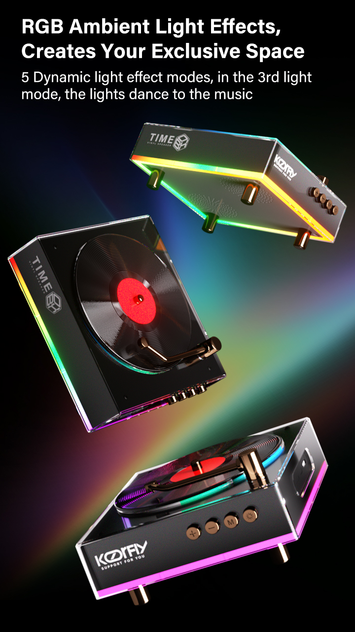 KORFLY KF-TIME BOX RGB Retro Bluetooth Speaker Dynamic RGB Ambient ...