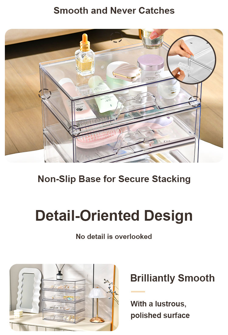 Acrylic Table Storage Box Drawer Type Stackable Desktop Organizer with ...