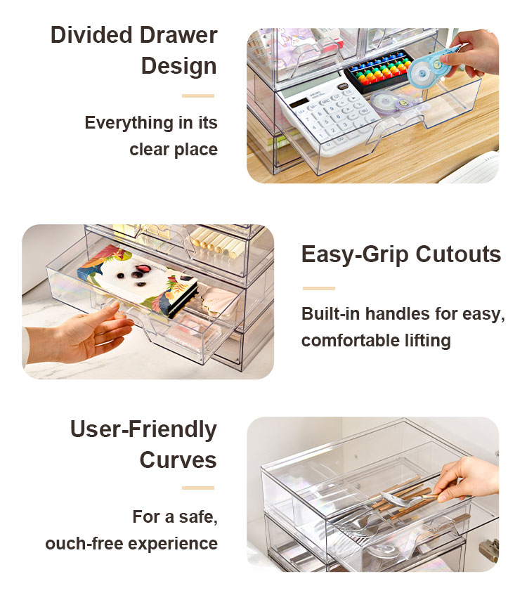 Acrylic Table Storage Box Drawer Type Stackable Desktop Organizer with ...