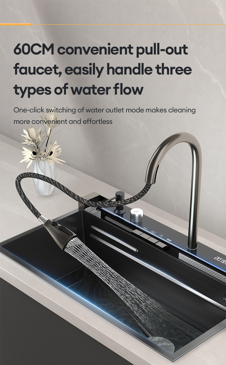 GAA Modern Smart Kitchen Sink Faucet Lababo 304 Stainlessl Steel Piano ...