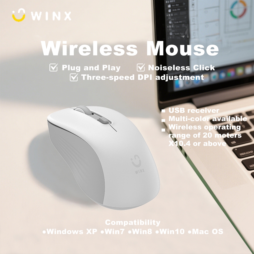 WINX (two-year warranty) wireless mouse black 2.4GHz 3-speed DPI 800 ...