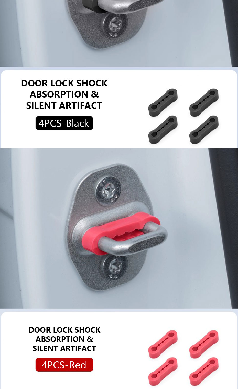 SEAMETAL 4pcs Car Door Lock Shock Absorber Pad Silicone Anti-Vibration ...