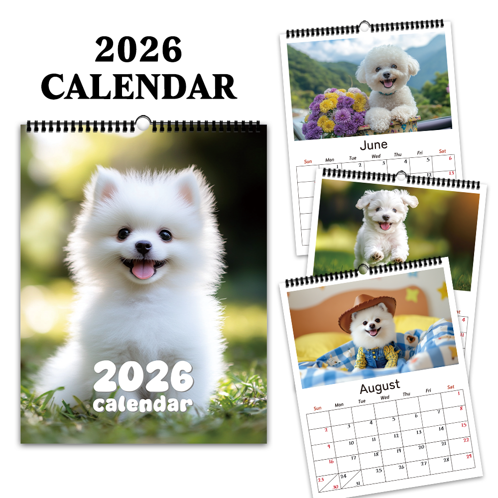 Wall Calendar 1pc 2026, Dog Design,planner study, 12 Unique Artworks ...