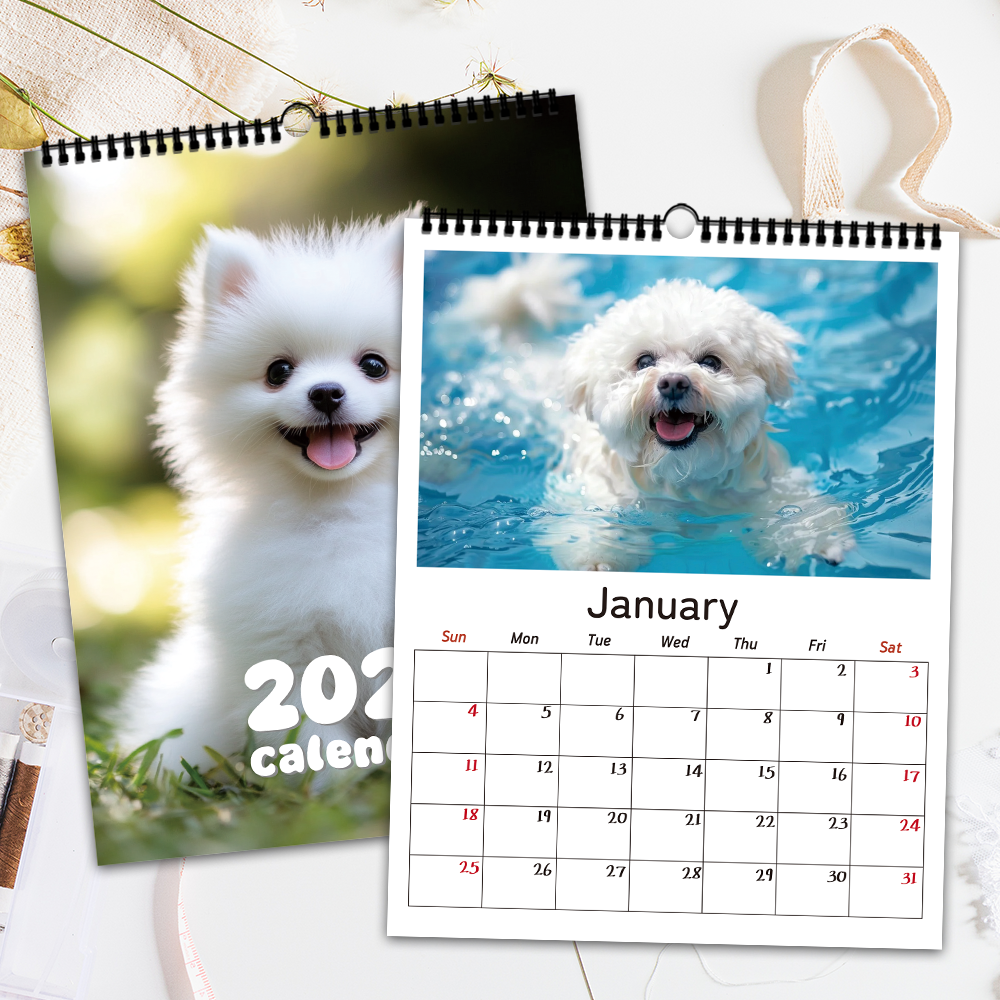 Wall Calendar 1pc 2026, Dog Design,planner study, 12 Unique Artworks ...