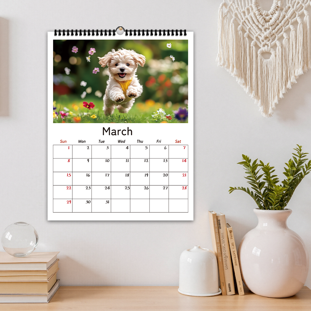 Wall Calendar 1pc 2026, Dog Design,planner study, 12 Unique Artworks ...