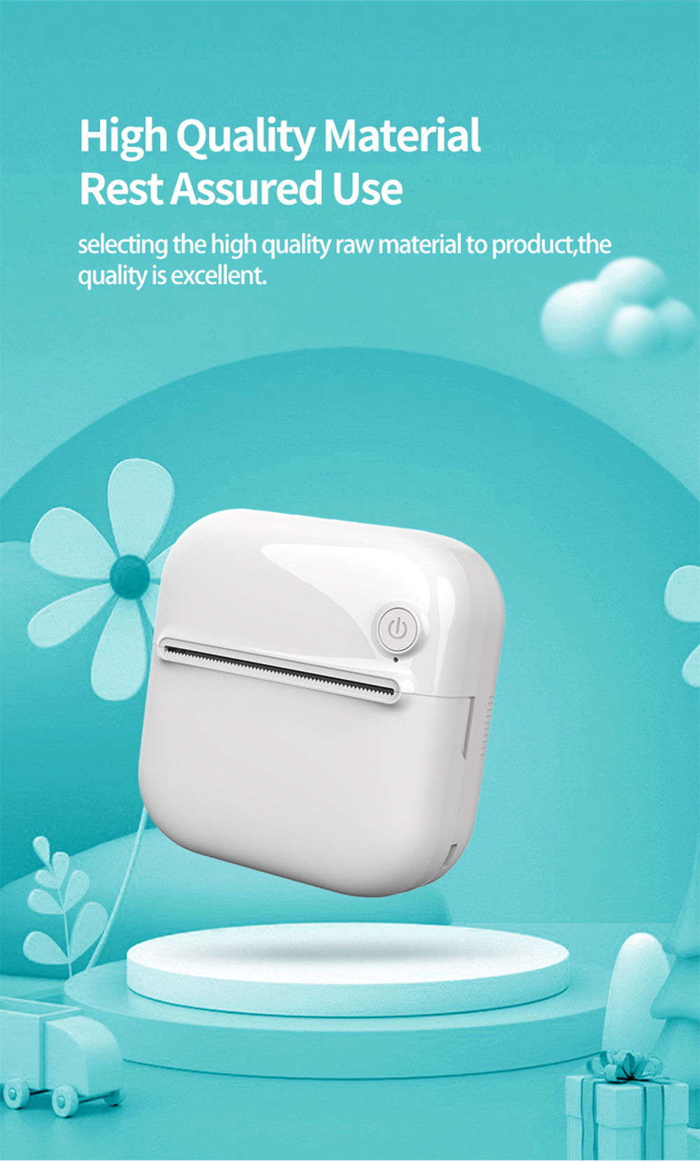 INSMART Portable Printer Sticker Printer Can Print Photos Text Labels ...