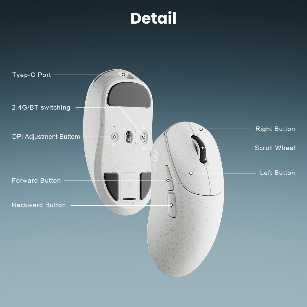 RK MG5 Royal Kludge 8k 8000Hz Wireless Mouse Tri-Mode Bluetooth ...
