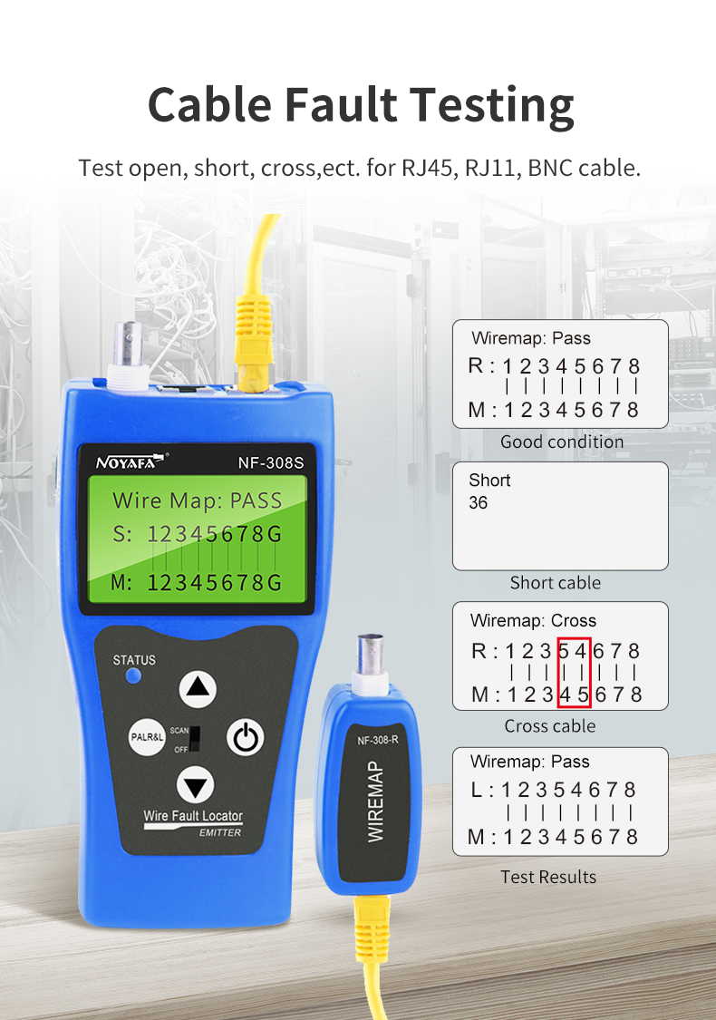 NOYAFA NF-308S Measure Network LAN Cable Length Cables Continuity Test ...
