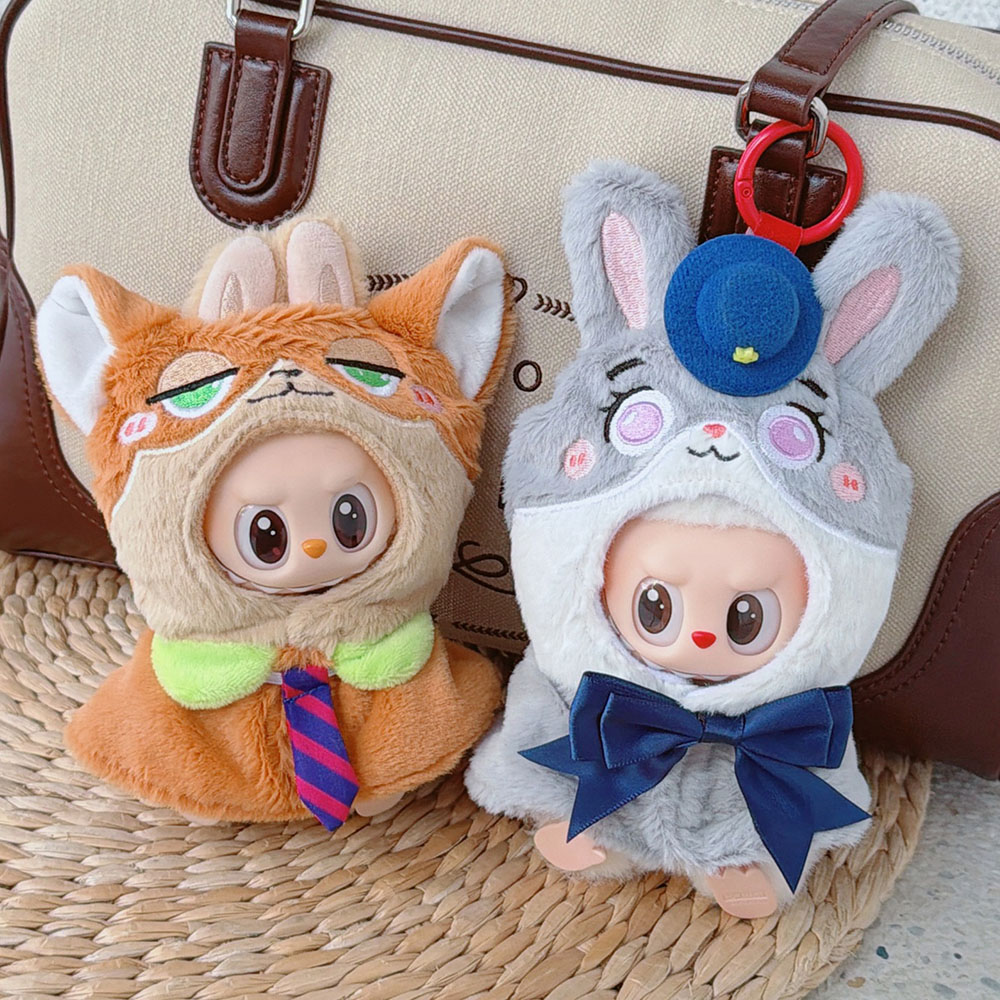 V1 V2 V3 17CM labubu Doll Clothes Zootopia Rabbit Fox Detective Uniform ...