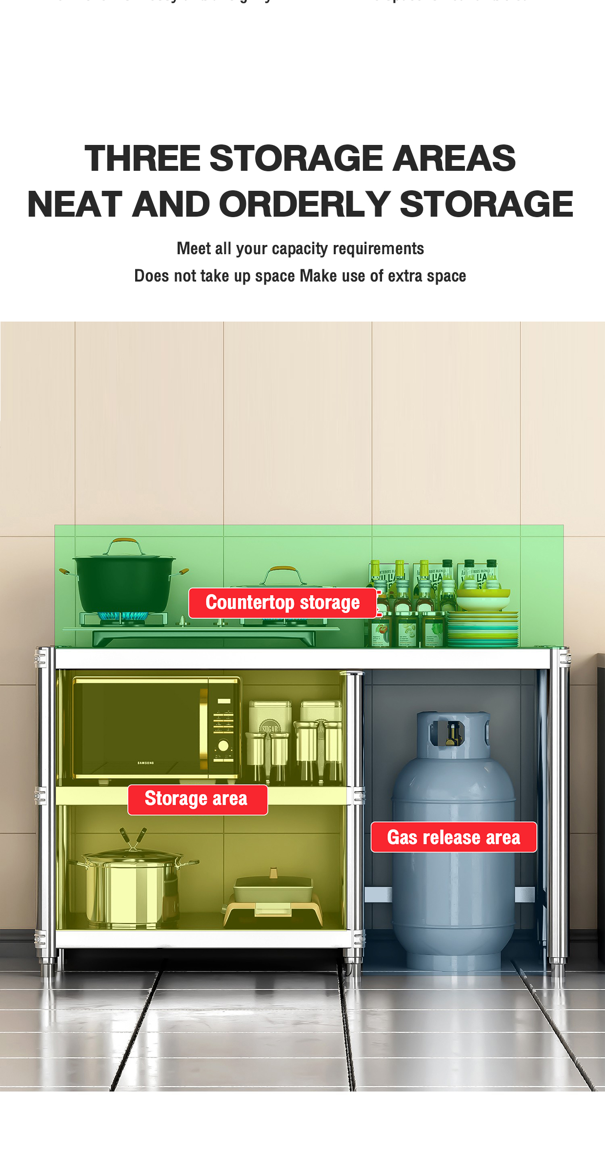 OKK Stand Stainless Gas Rack Stove Rack Kitchen Organizer Rack ...