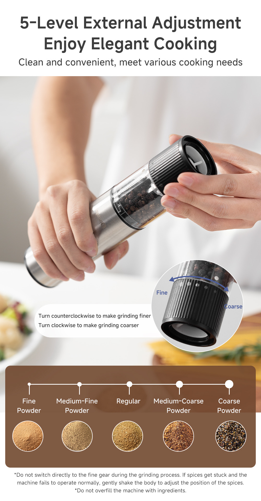 Simplus Electric Spice Grinder Salt Pepper Grinder Seasoning Container ...