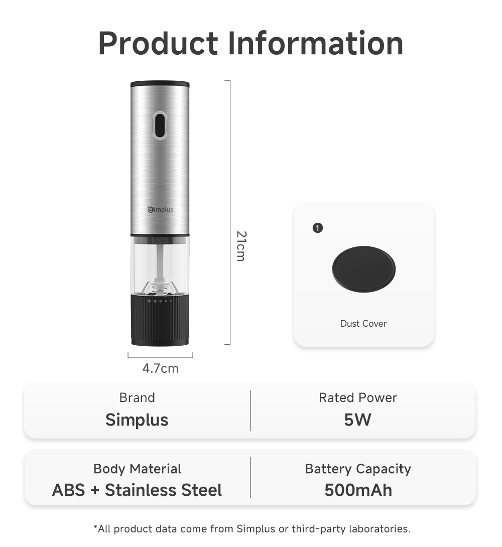 Simplus Electric Spice Grinder Salt Pepper Grinder Seasoning Container ...